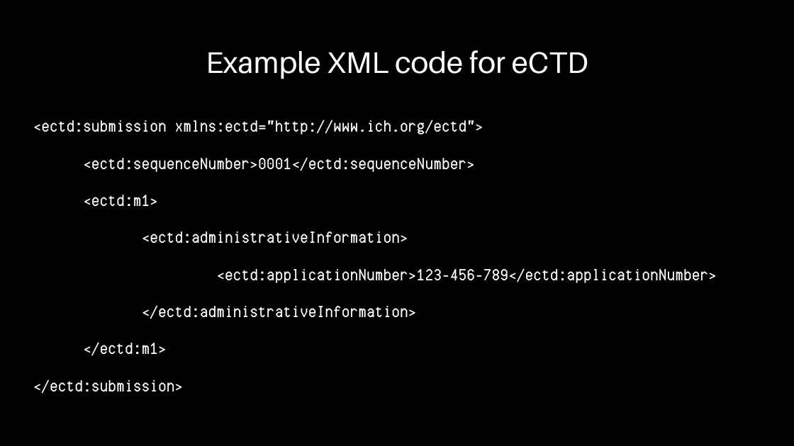 XML backbone of the eCTD